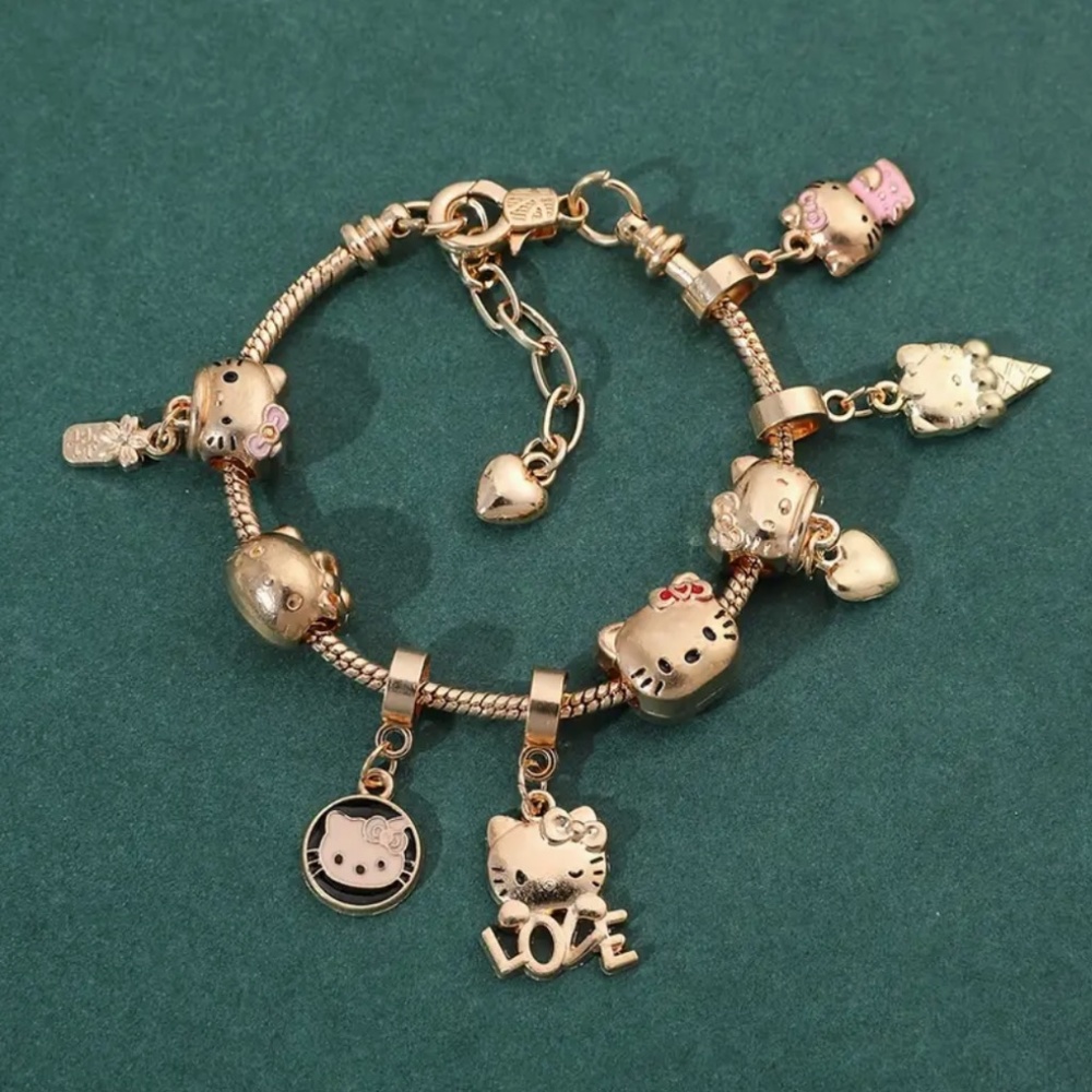 Golden Hello Kitty Charms Bracelet gold plated - Charms are removable